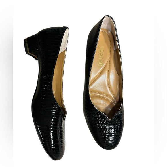 J.Renee shoes,women NEW!black patent lizard print BAMBALINA  classy ,1” heel - Picture 4 of 16
